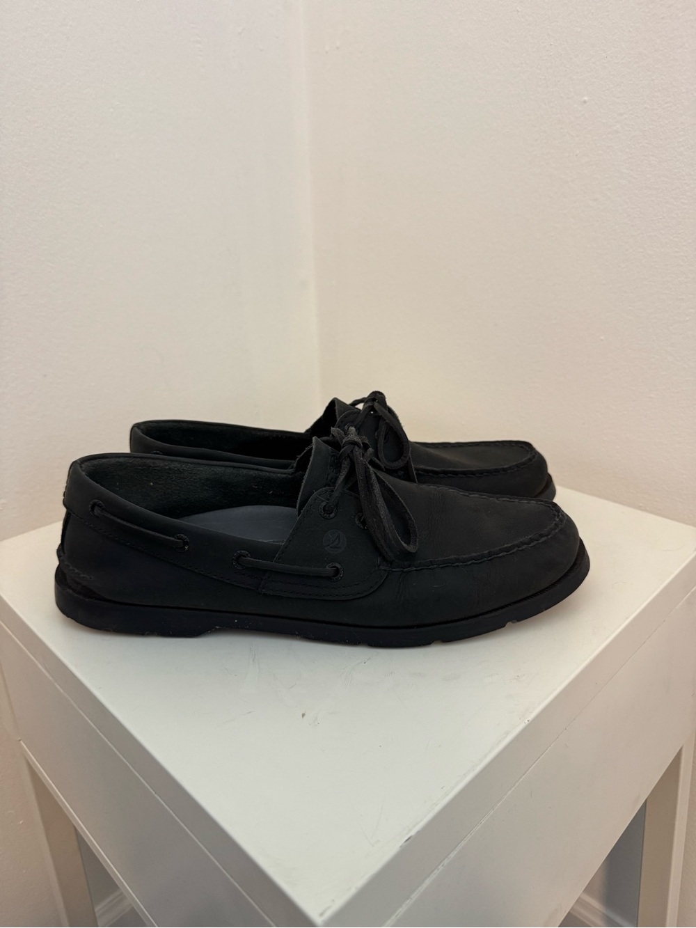 Men's Black Leather Sperry Topsider Boat Shoes